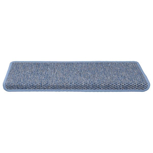 Selvklebende trappematter sisal-utseende 15 stk 65x21x4 cm blå