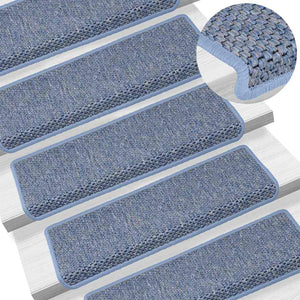 Selvklebende trappematter sisal-utseende 15 stk 65x21x4 cm blå