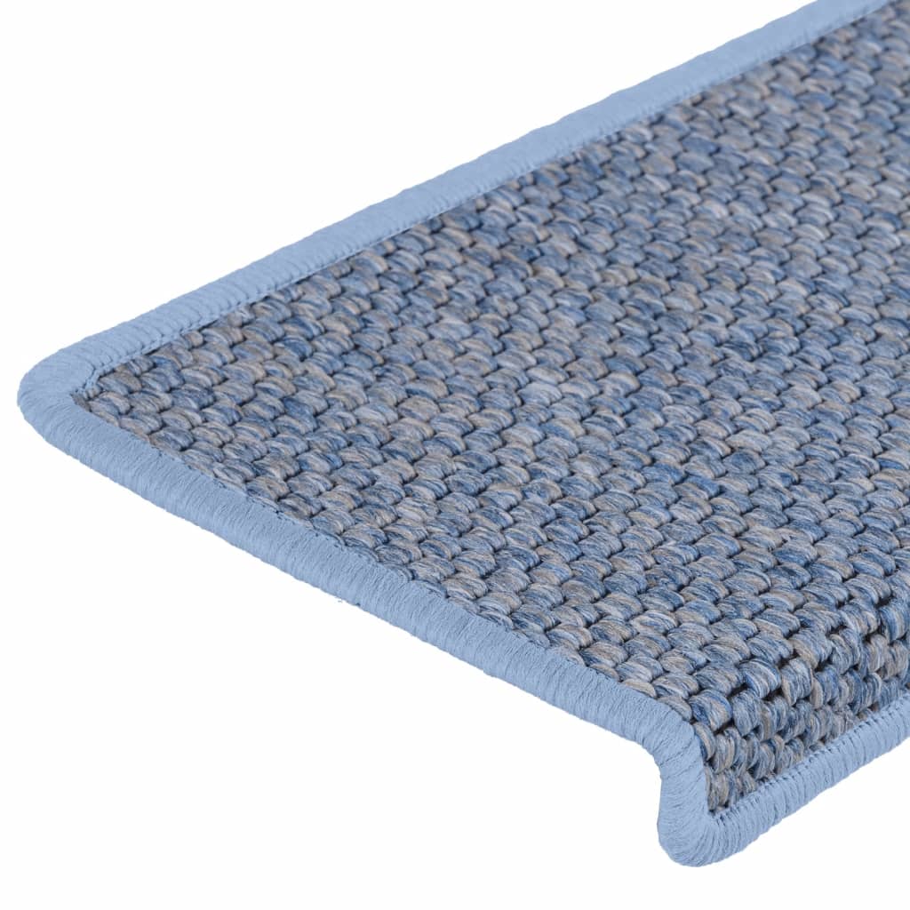 Selvklebende trappematter sisal-utseende 15 stk 65x21x4 cm blå