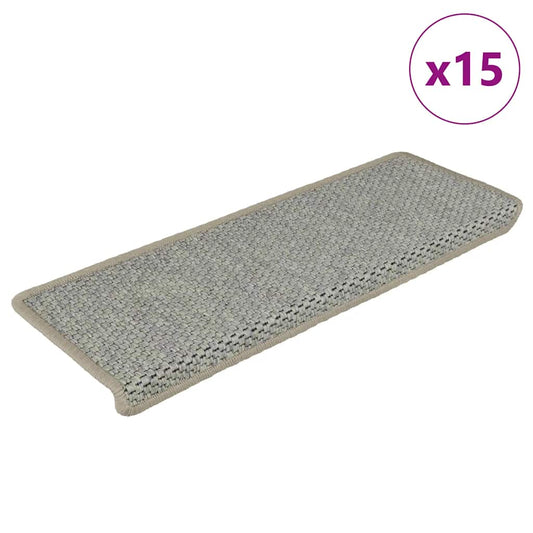 Selvklebende trappematter sisal 15 stk 65x21x4 cm grønn