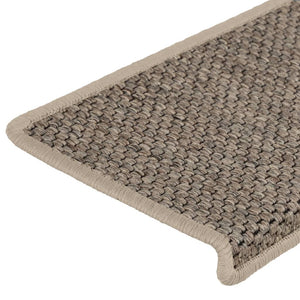 Selvklebende trappematter sisal 15 stk 65x21x4 cm mørk beige