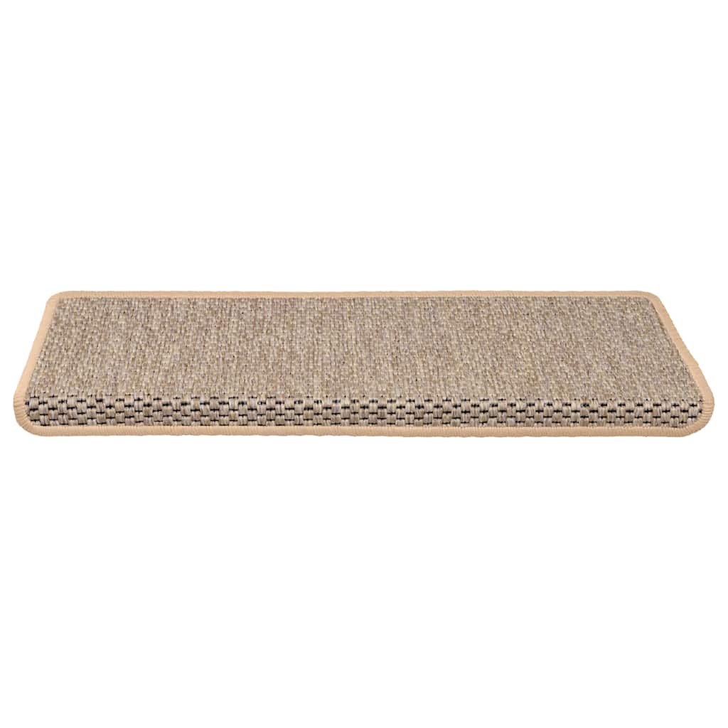 Selvklebende trappematter sisal-utseende 15 stk 65x21x4cm beige