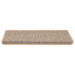 Selvklebende trappematter sisal-utseende 15 stk 65x21x4cm beige