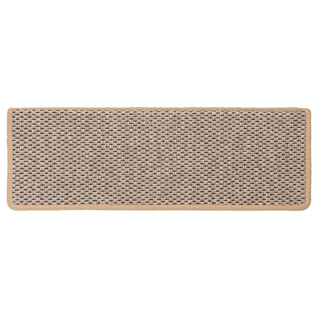 Selvklebende trappematter sisal-utseende 15 stk 65x21x4cm beige