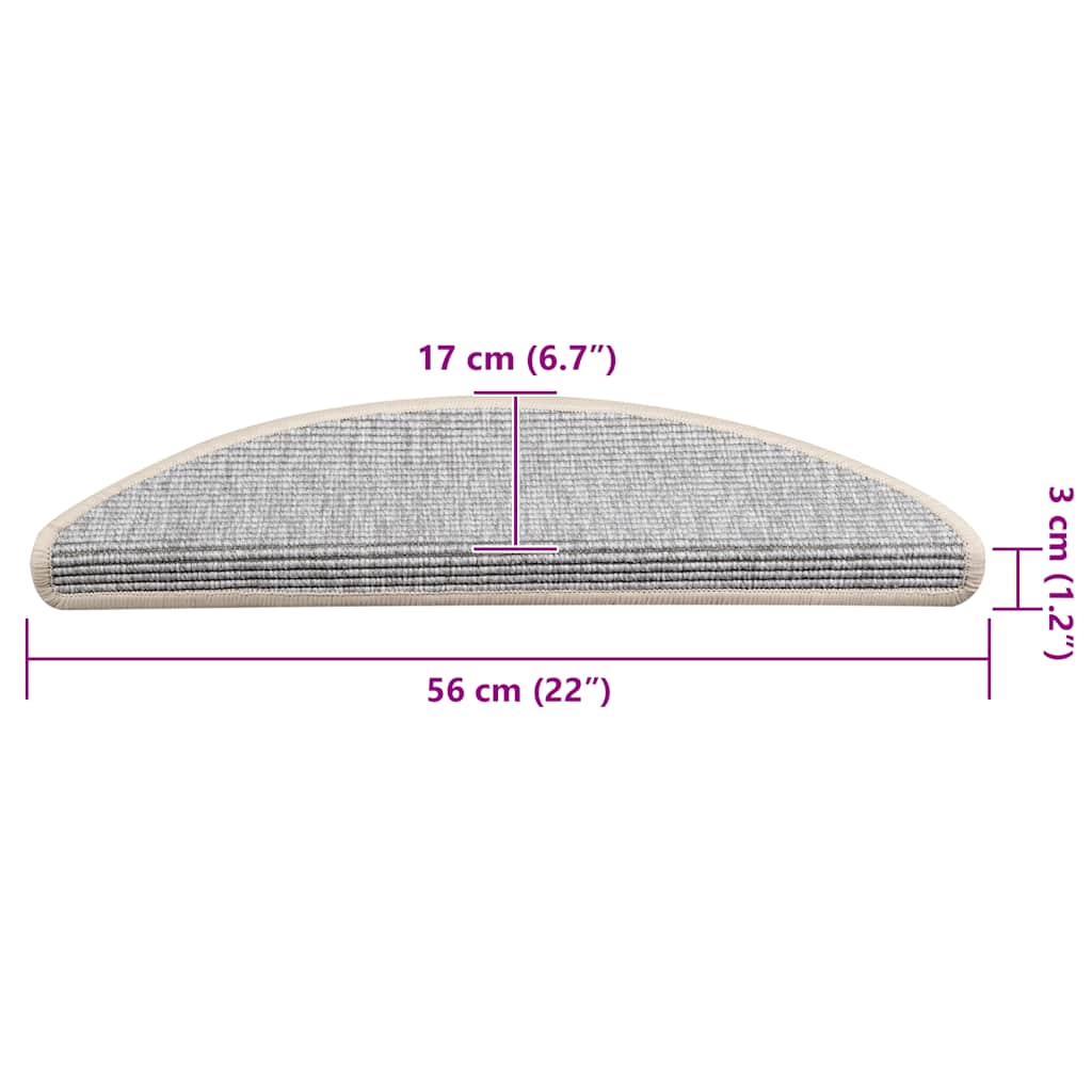 Selvklebende trappematter 15 stk 56x17x3 cm sølv