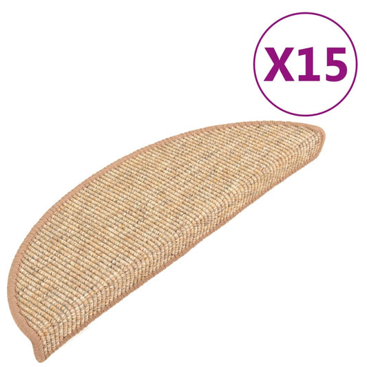 Selvklebende trappematter 15 stk 56x17x3 cm lysebrun