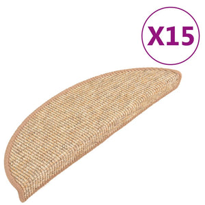 Selvklebende trappematter 15 stk 56x17x3 cm lysebrun