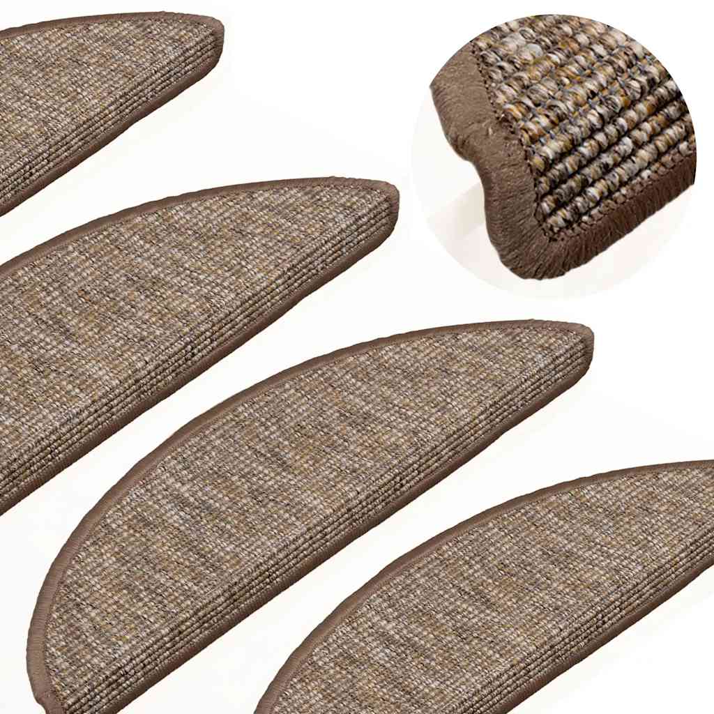Selvklebende trappematter 15 stk 56x17x3 cm lysebrun