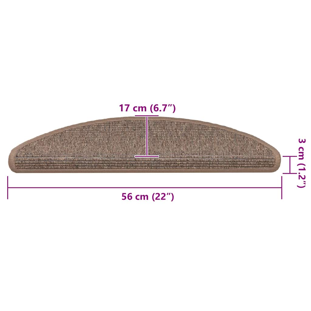Selvklebende trappematter 15 stk 56x17x3 cm lysebrun