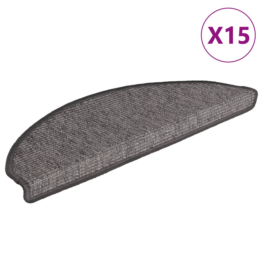 Selvklebende trappematter 15 stk grå og beige 65x21x4 cm
