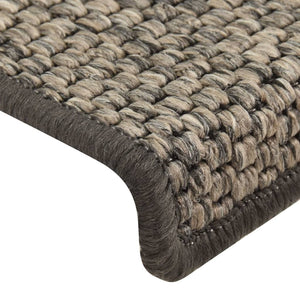 Selvklebende trappematter sisal 15 stk 65x21x4 cm grå og beige
