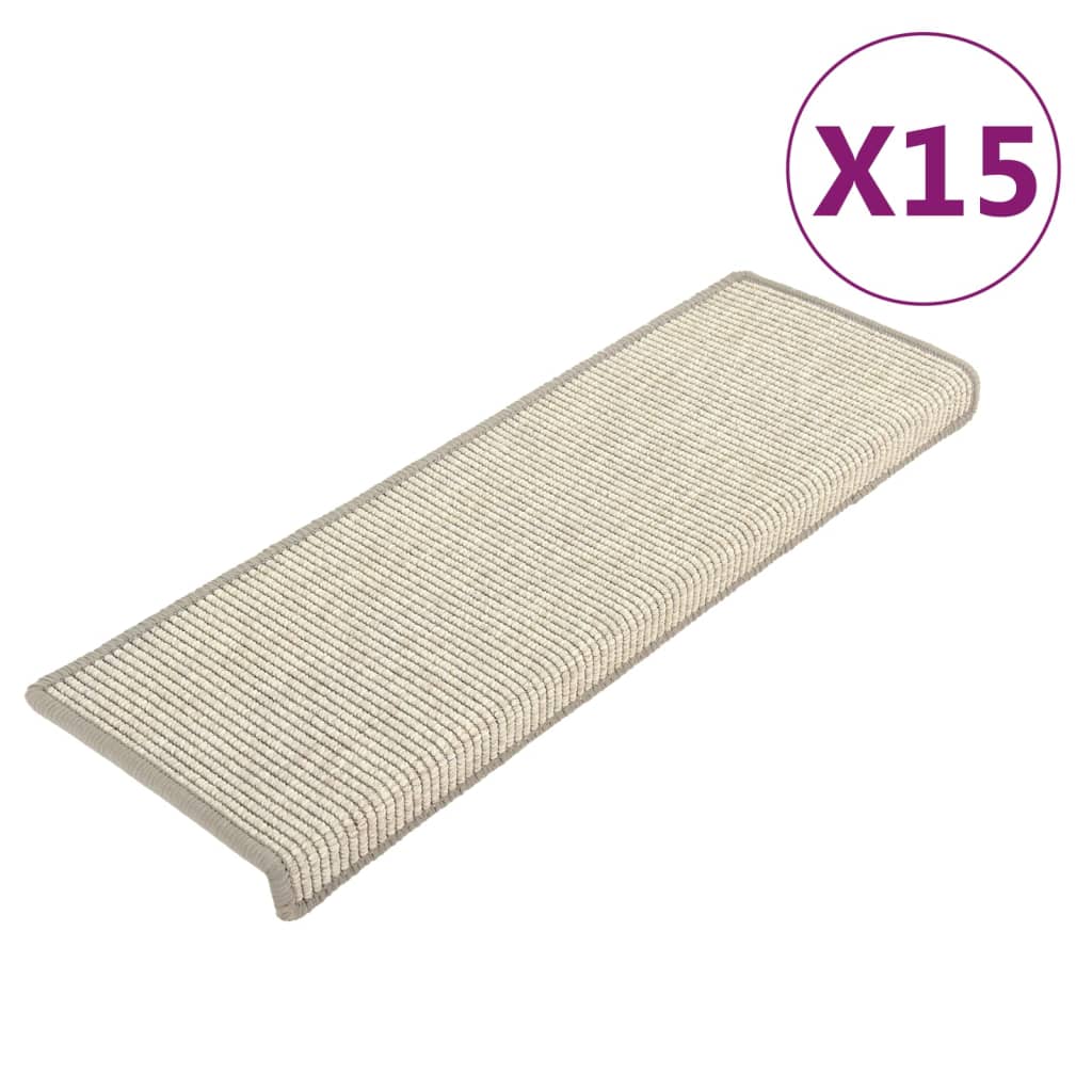 Selvklebende trappematter 15 stk 65x21x4 cm sølv