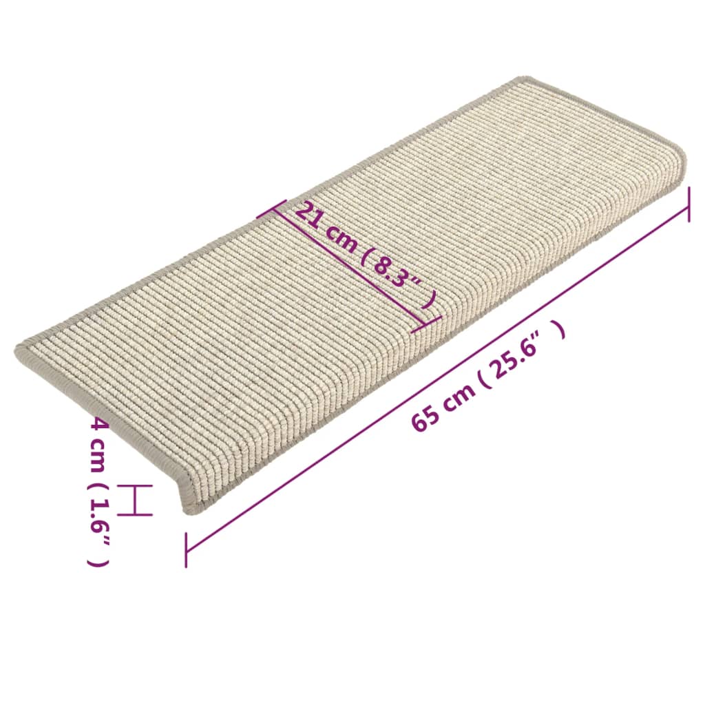 Selvklebende trappematter 15 stk 65x21x4 cm sølv