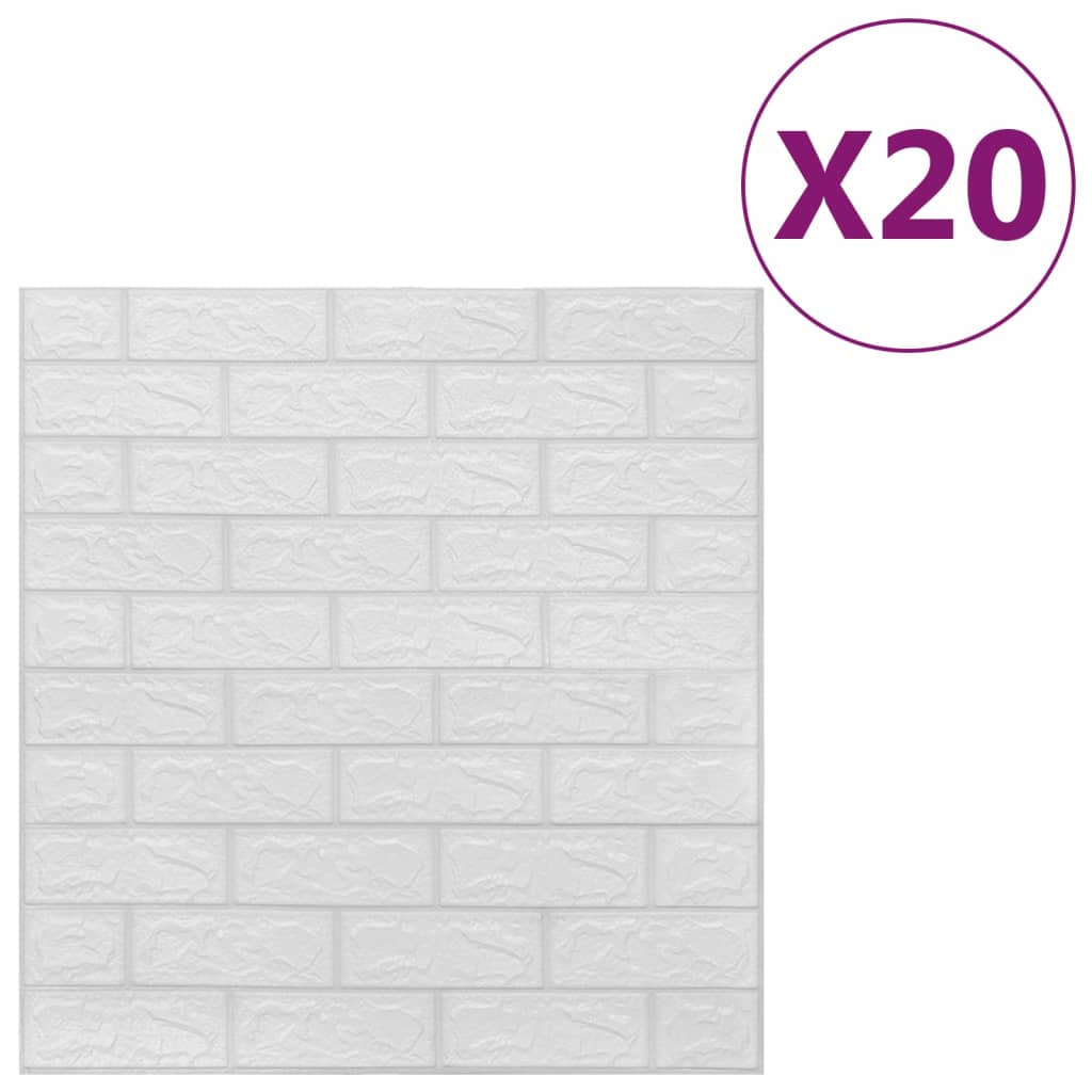 3D-tapet murstein selvklebende 20 stk hvit