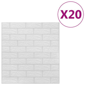 3D-tapet murstein selvklebende 20 stk hvit