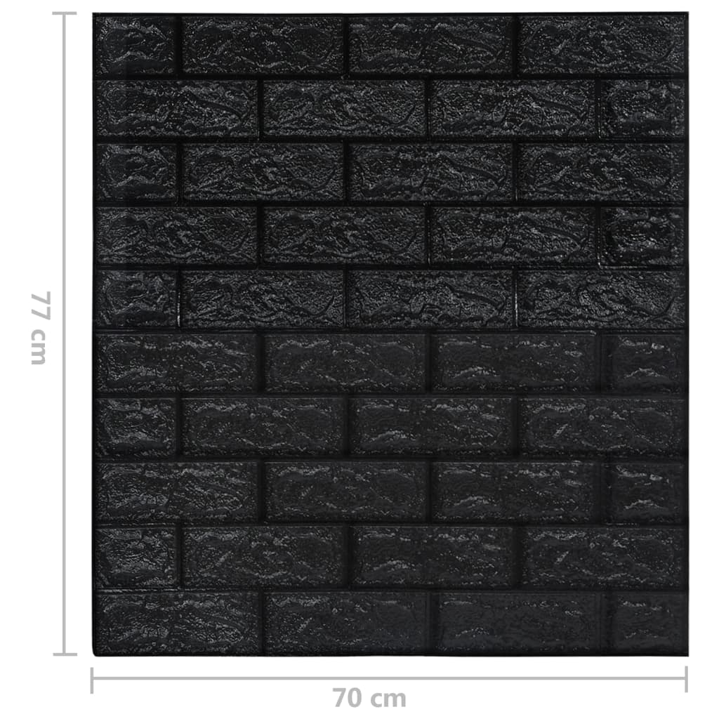3D-tapet murstein selvklebende 40 stk svart