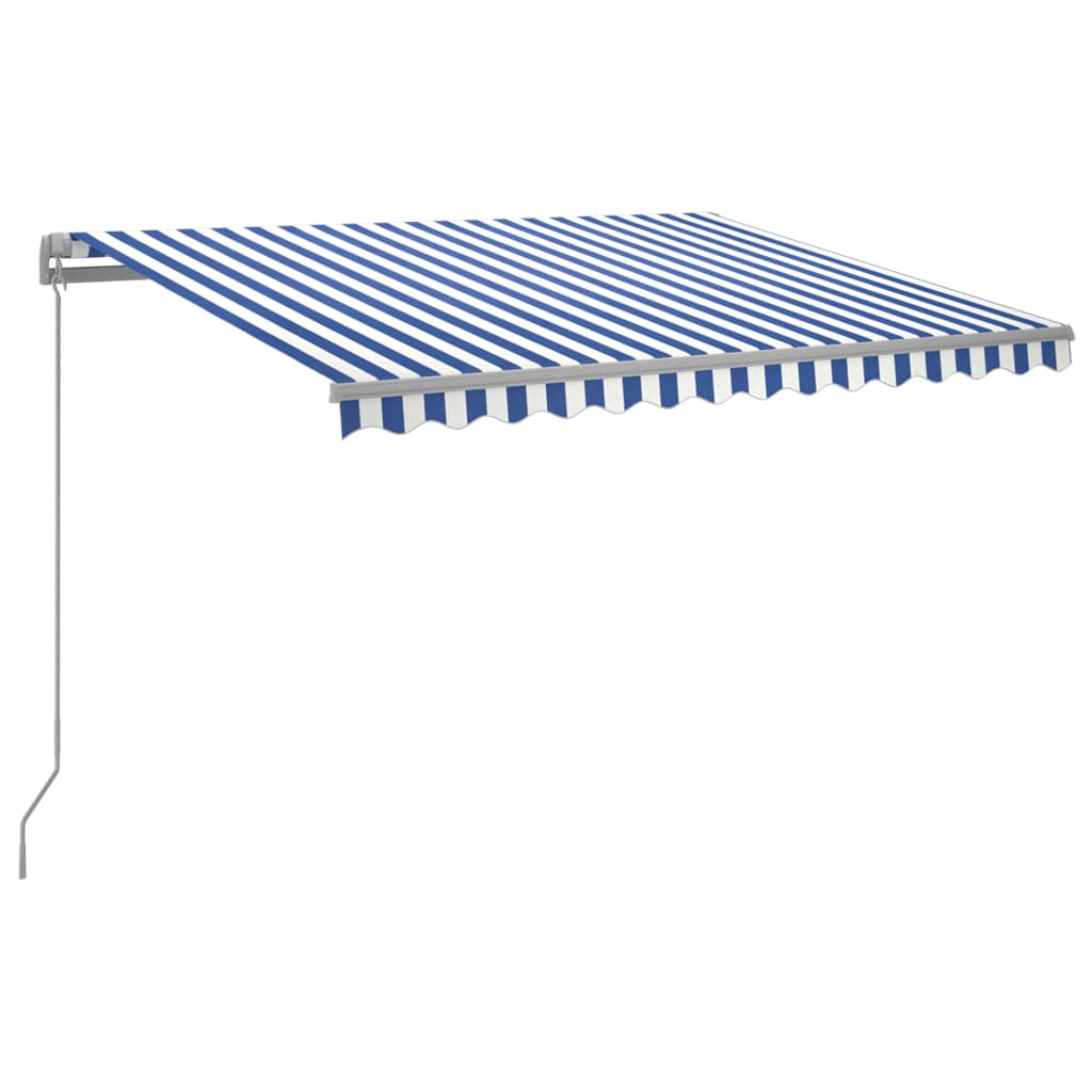 Manual retractable awning with LED 300x250 cm blue and white