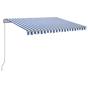 Manual retractable awning with LED 300x250 cm blue and white
