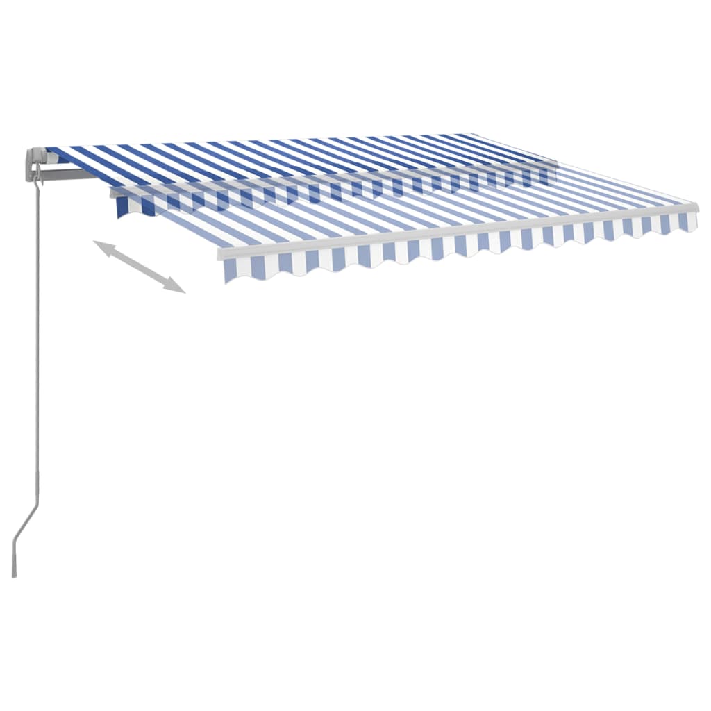 Manual retractable awning with LED 300x250 cm blue and white