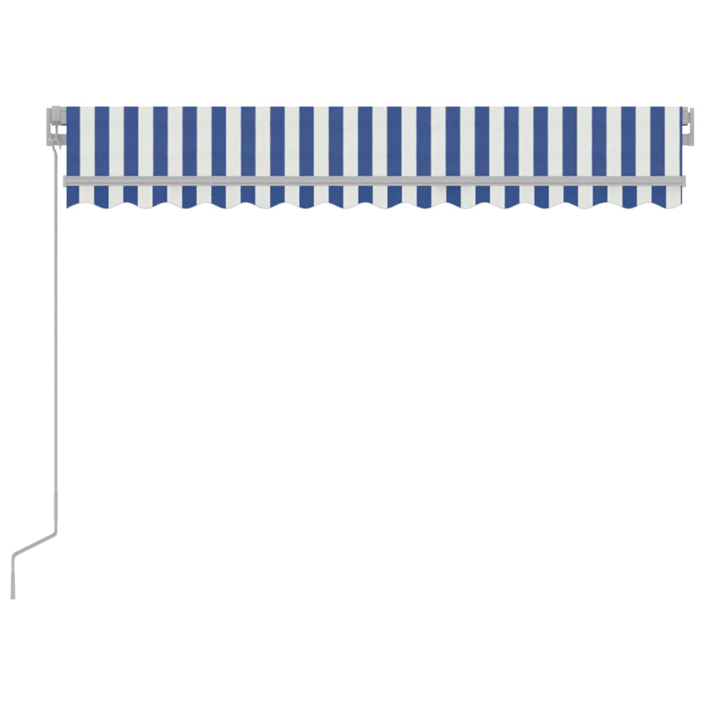 Manual retractable awning with LED 300x250 cm blue and white