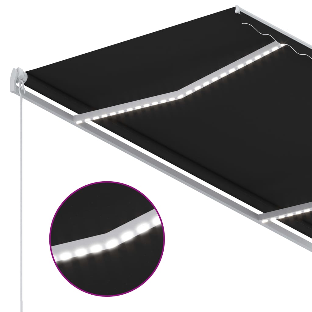 Manual retractable awning with LED 300x250 cm anthracite