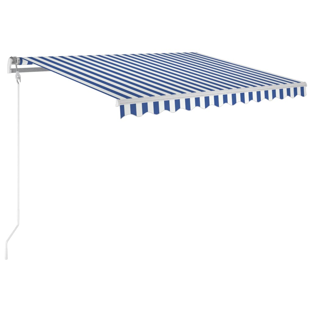 Automatisk uttrekkbar markise 300x250 cm blå og hvit