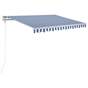 Automatisk uttrekkbar markise 300x250 cm blå og hvit