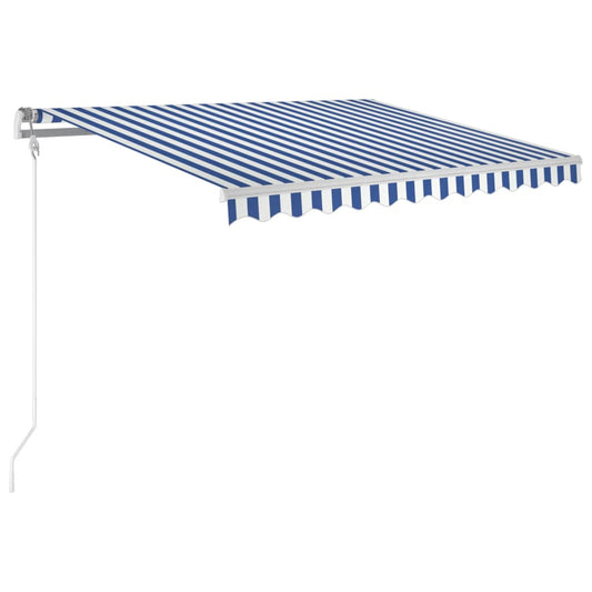 Automatisk uttrekkbar markise 300x250 cm blå og hvit