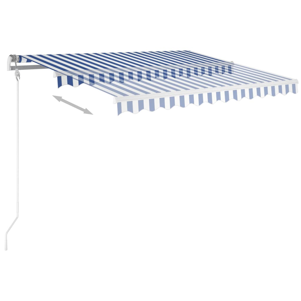 Automatisk uttrekkbar markise 300x250 cm blå og hvit