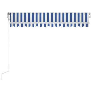 Automatisk uttrekkbar markise 300x250 cm blå og hvit