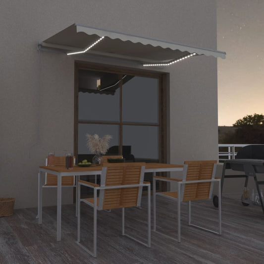 Manual retractable awning with LED 350x250 cm cream white