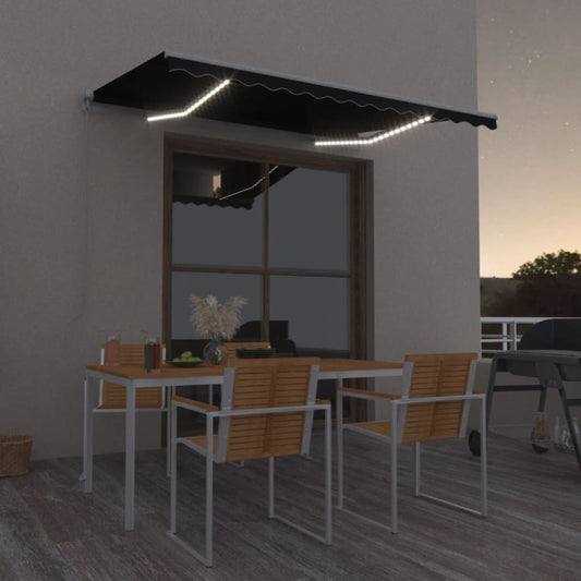 Manual retractable awning with LED 350x250 cm anthracite