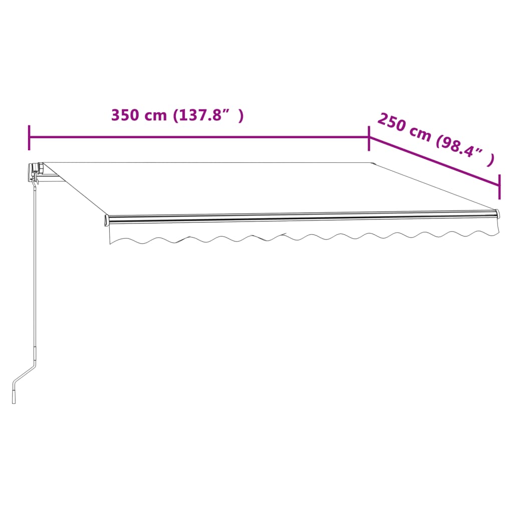 Automatisk uttrekkbar markise 350x250 cm kremhvit