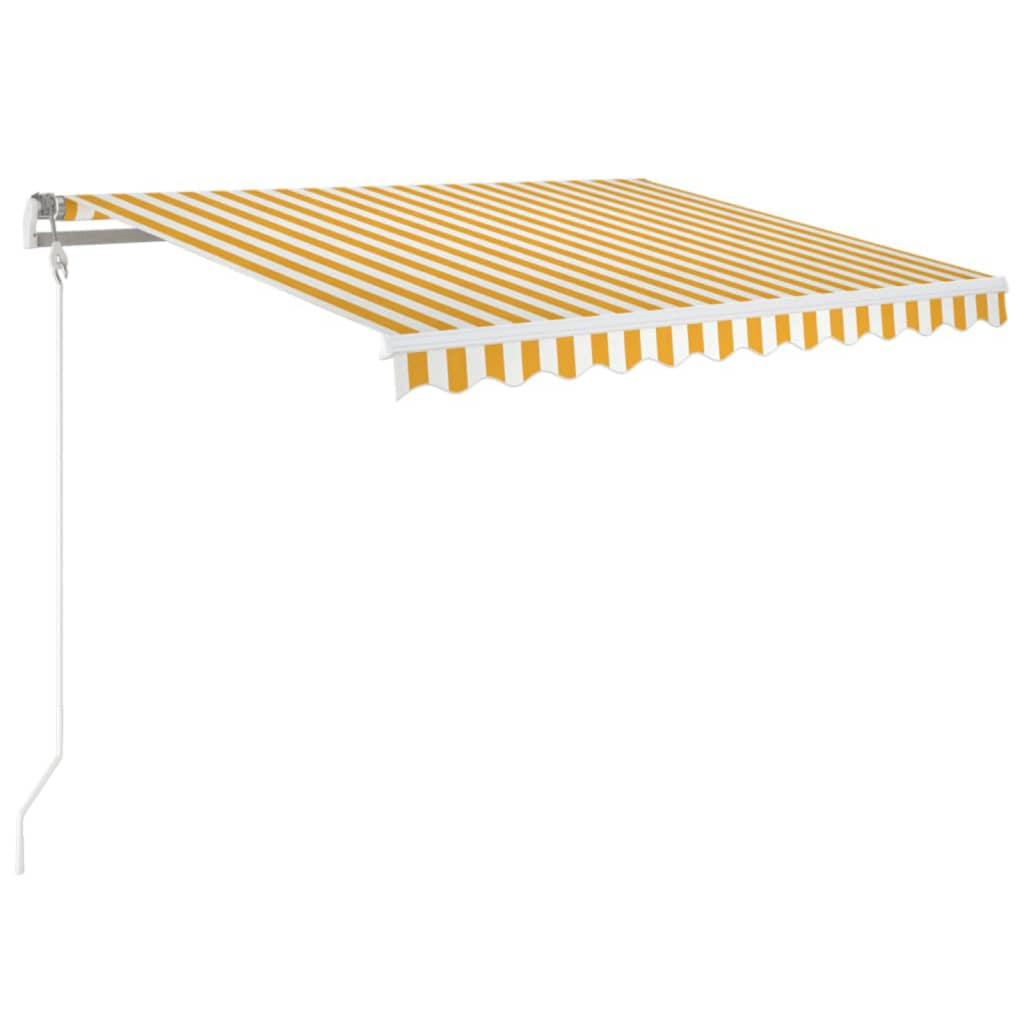 Automatisk uttrekkbar markise 350x250 cm gul og hvit