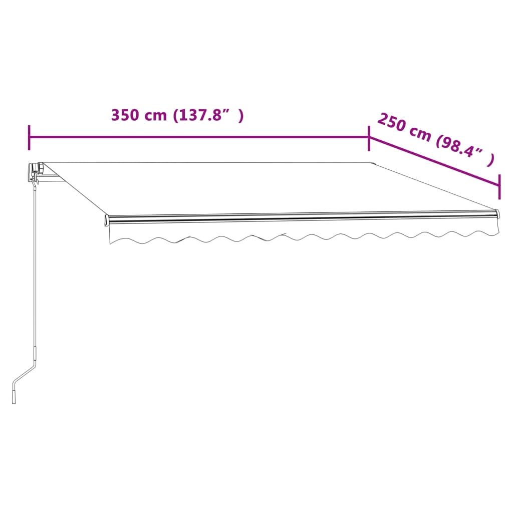 Automatisk uttrekkbar markise 350x250 cm gul og hvit