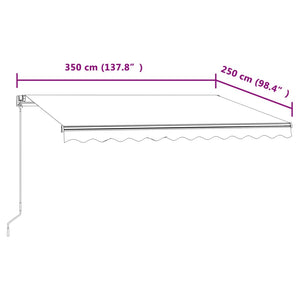 Automatisk uttrekkbar markise 350x250 cm gul og hvit