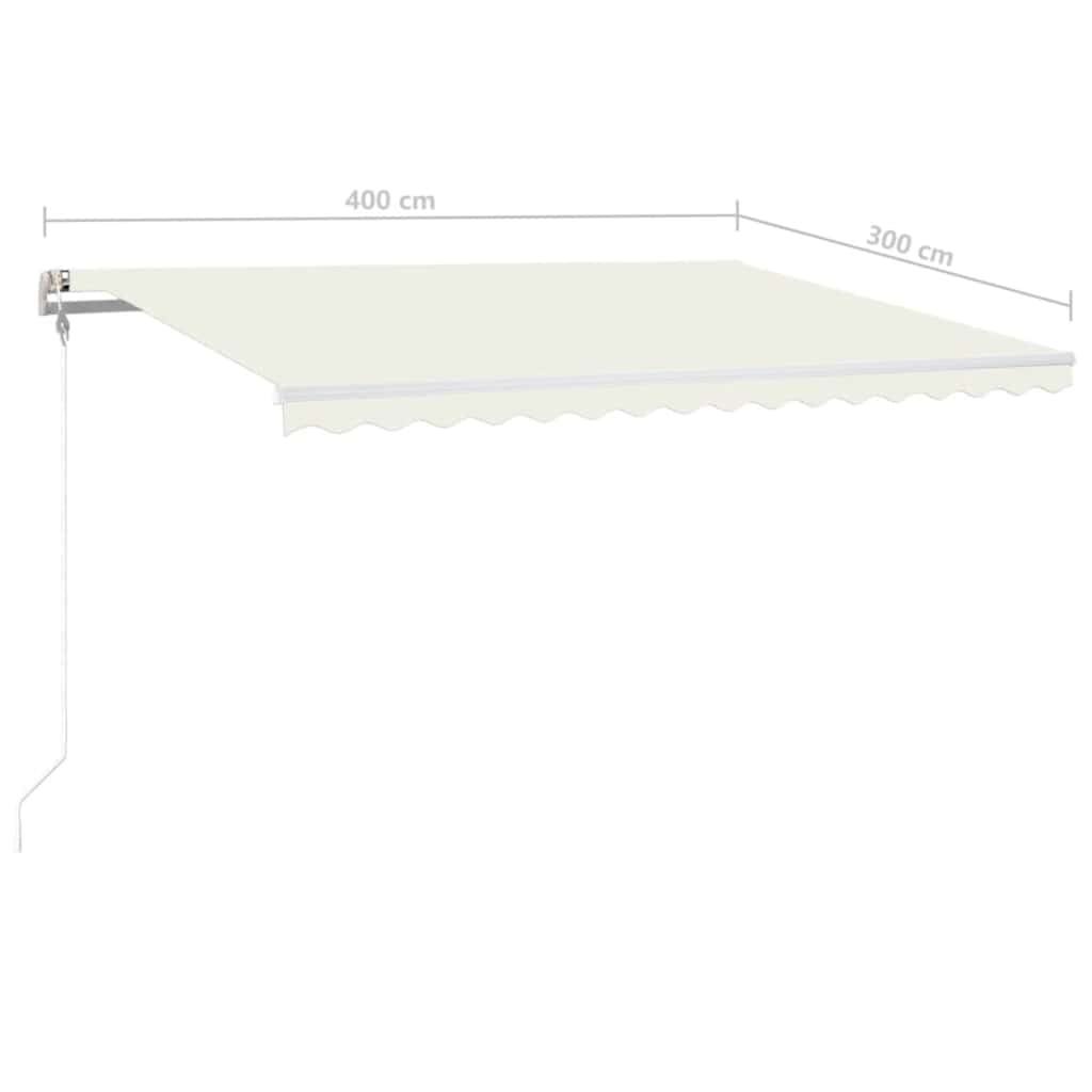 Automatisk markise med vindsensor og LED 400x300 cm kremhvit