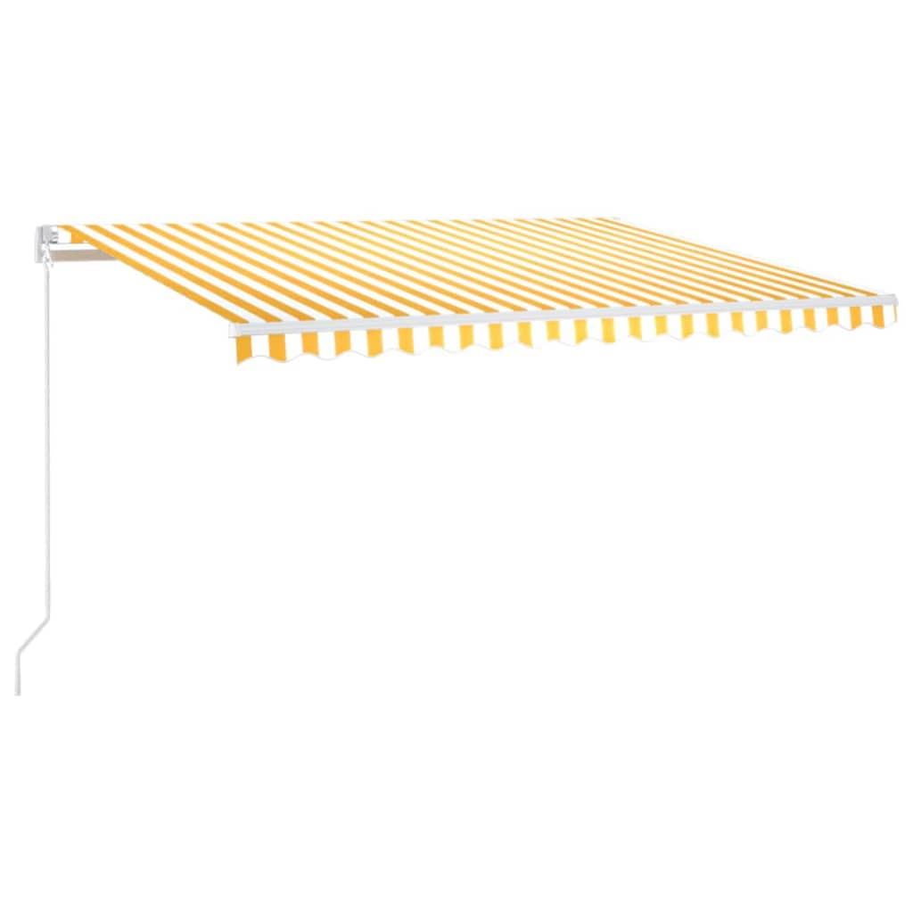 Manuell uttrekkbar markise 450x300 cm gul og hvit