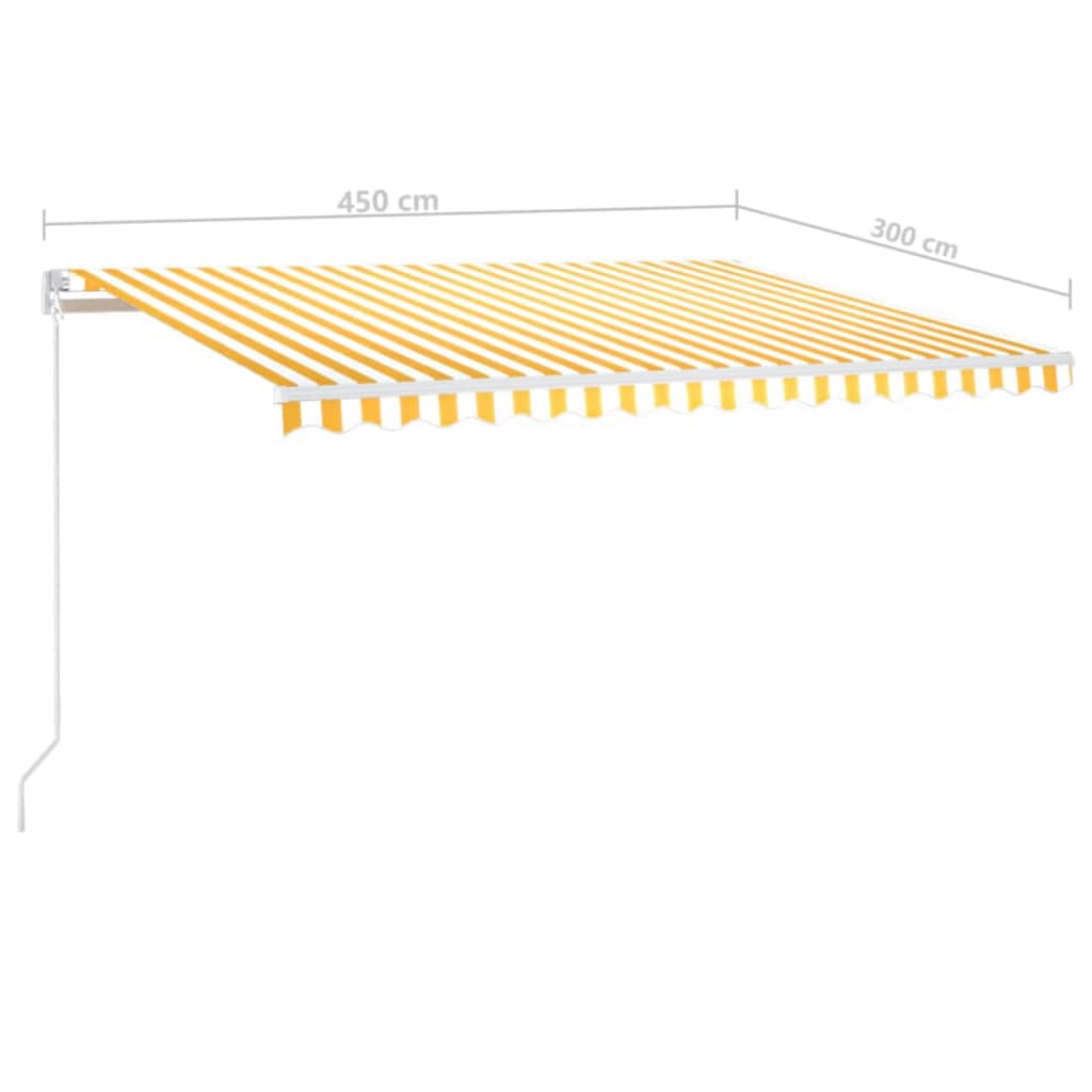 Manuell uttrekkbar markise 450x300 cm gul og hvit