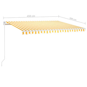 Manuell uttrekkbar markise 450x300 cm gul og hvit