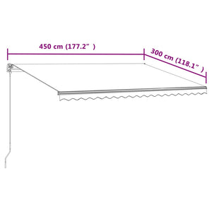 Automatisk uttrekkbar markise 450x300 cm gul og hvit