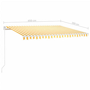 Automatisk markise med vindsensor og LED 450x300 cm gul/hvit