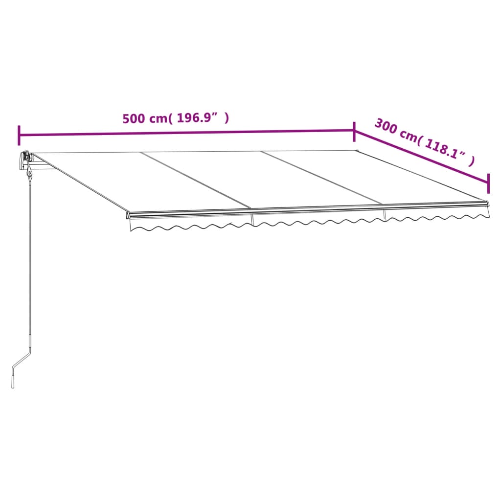 Automatisk uttrekkbar markise 500x300 cm gul og hvit