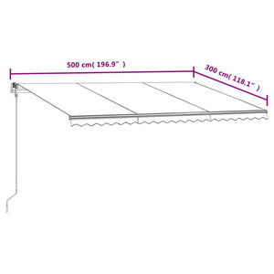 Automatisk uttrekkbar markise 500x300 cm gul og hvit