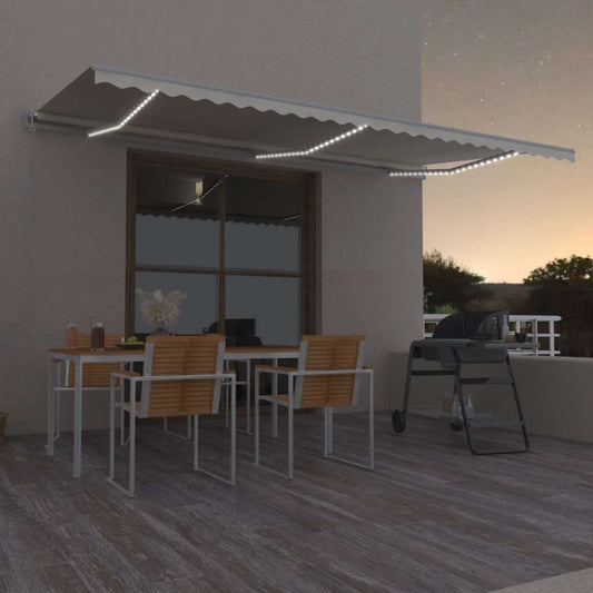 Automatisk markise med vindsensor og LED 600x300 cm kremhvit