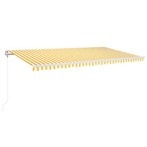 Automatisk markise med vindsensor og LED 600x300 cm gul/hvit