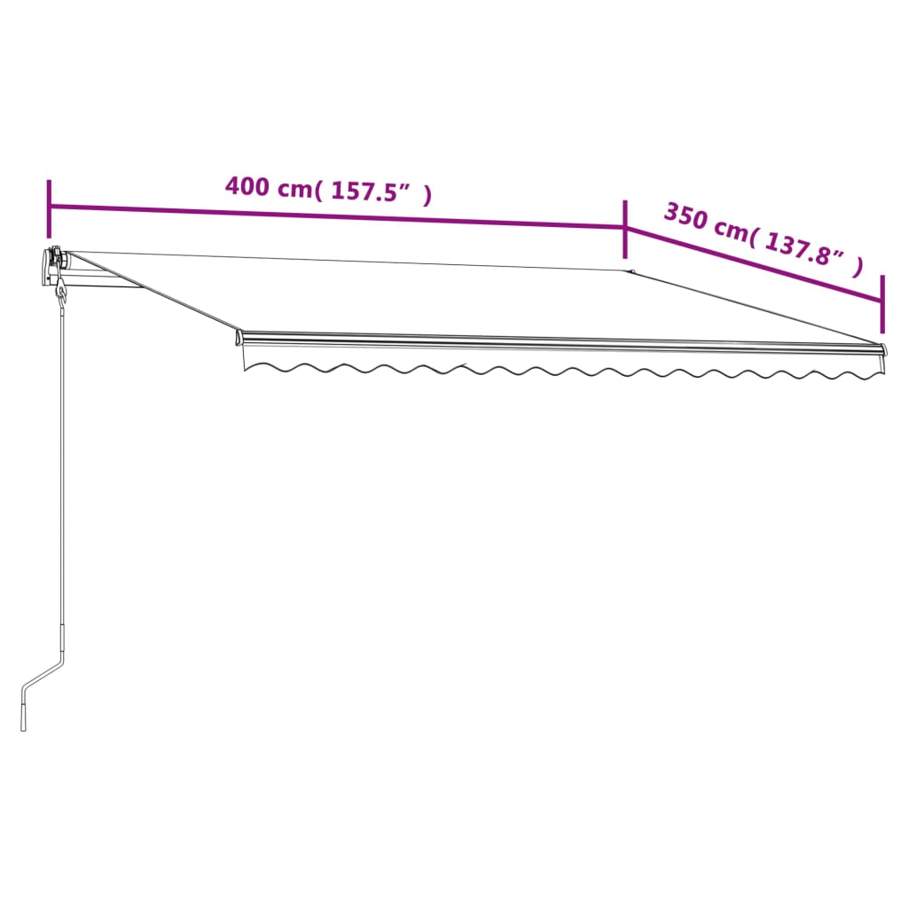 Automatisk uttrekkbar markise 400x350 cm gul og hvit