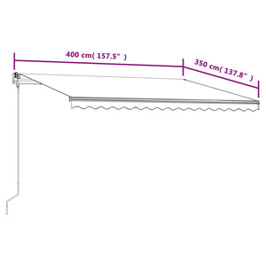 Automatisk uttrekkbar markise 400x350 cm gul og hvit