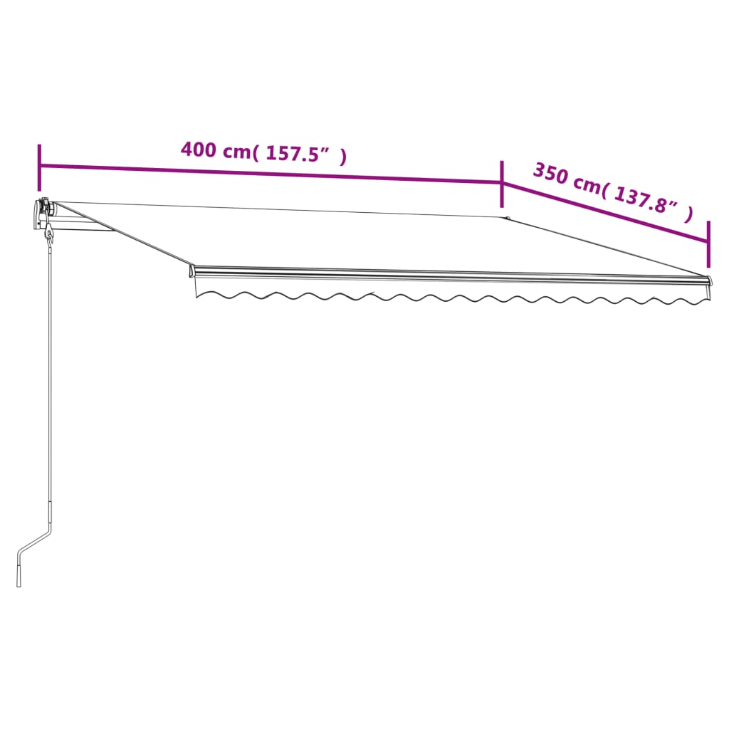 Automatisk uttrekkbar markise 400x350 cm antrasitt