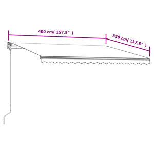 Automatisk uttrekkbar markise 400x350 cm antrasitt